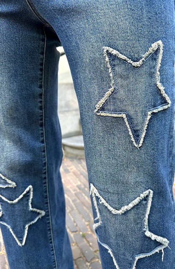 Frayered Star Wide Leg Dez Jeans Blue – flared broeken — foto 2