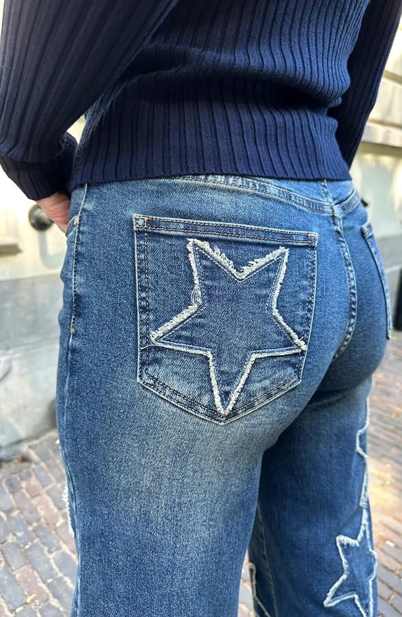 Frayered Star Wide Leg Dez Jeans Blue – flared broeken — foto 4