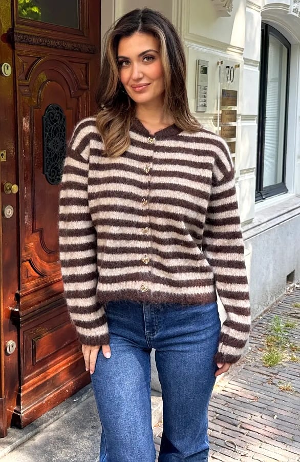 Gebreide Strepen Vest Choco