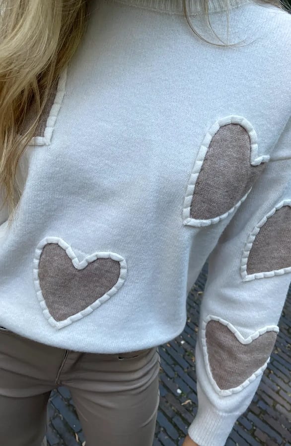 Heart Sweater Love Ecru Gold – truien — foto 8