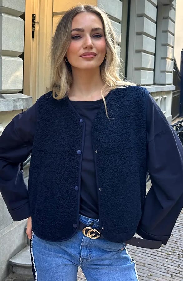 Knitted Teddy Gilet Navy – vesten — foto 2