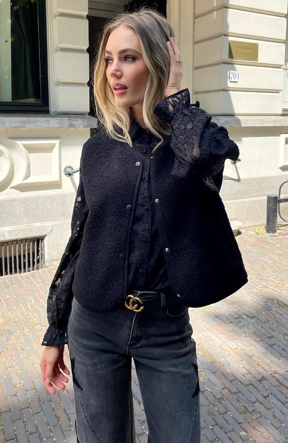 Knitted Teddy Gilet Zwart – gilets — foto 9
