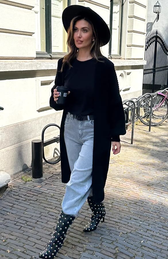 Lang Gebreid Vest Molly Zwart – vesten — foto 9