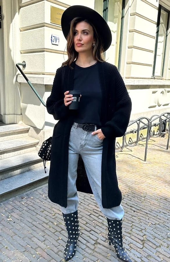 Lang Gebreid Vest Molly Zwart – vesten — foto 12