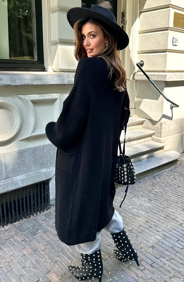 Lang Gebreid Vest Molly Zwart – vesten — foto 11