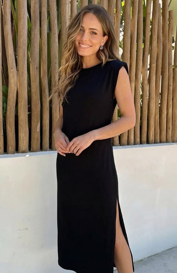 Lange Jurk Met Split Marit Zwart – alle jurkjes — foto 3