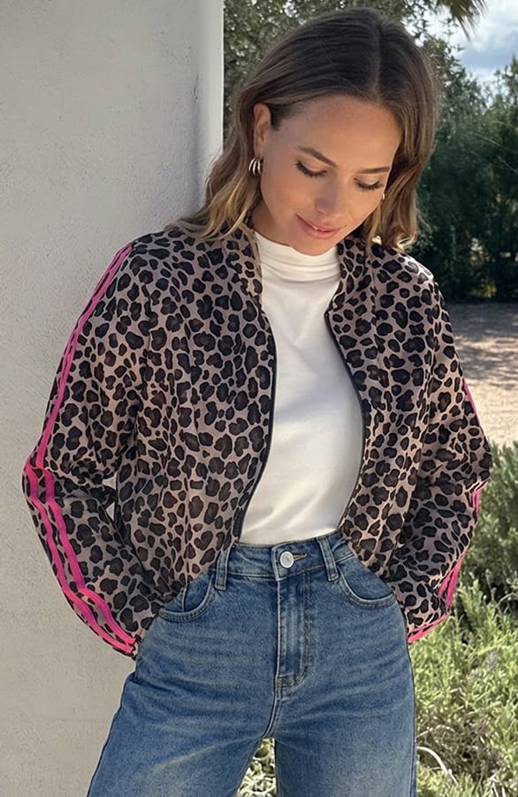 Leopard Bomber Met Bies Roze – vesten — foto 2