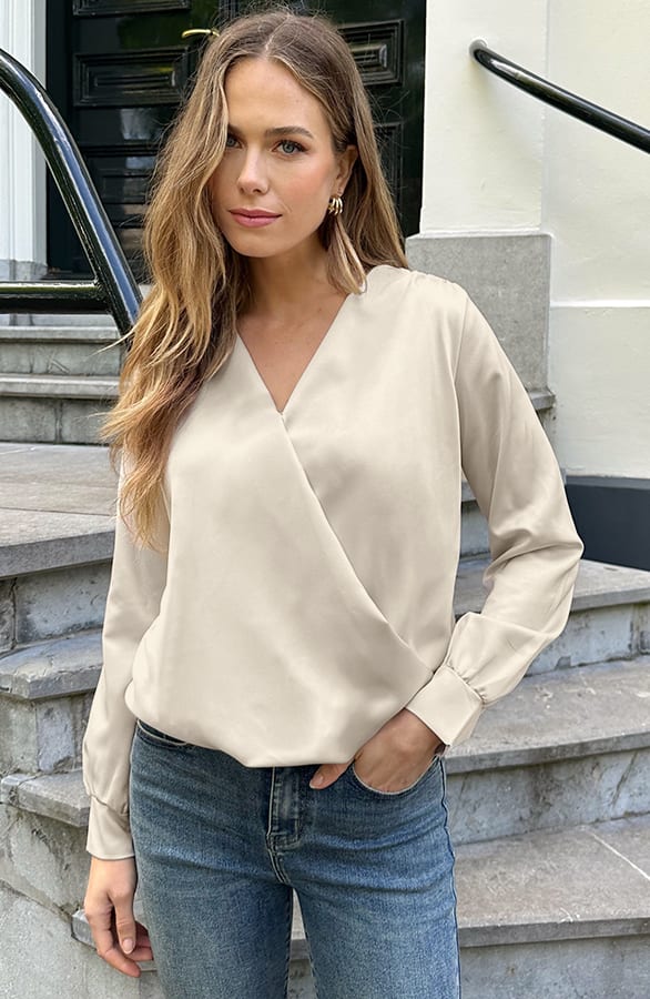 Limited Satijnen Blouse Lize Beige
