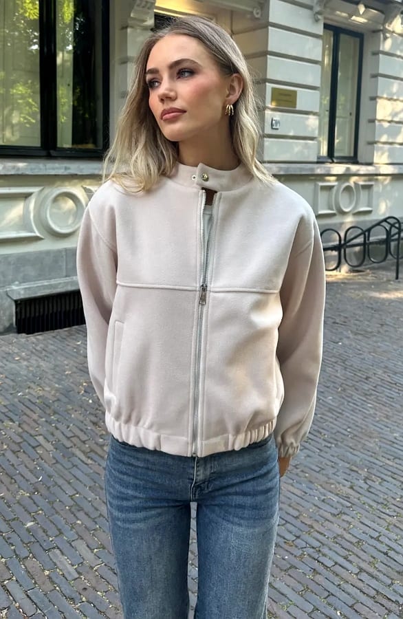 Lined Bomber Jacket Beige – jassen — foto 4