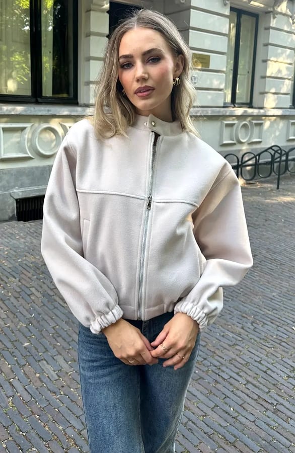 Lined Bomber Jacket Beige – jassen — foto 3
