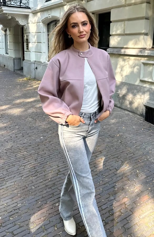 Lined Bomber Jacket Dust Pink – jassen — foto 6