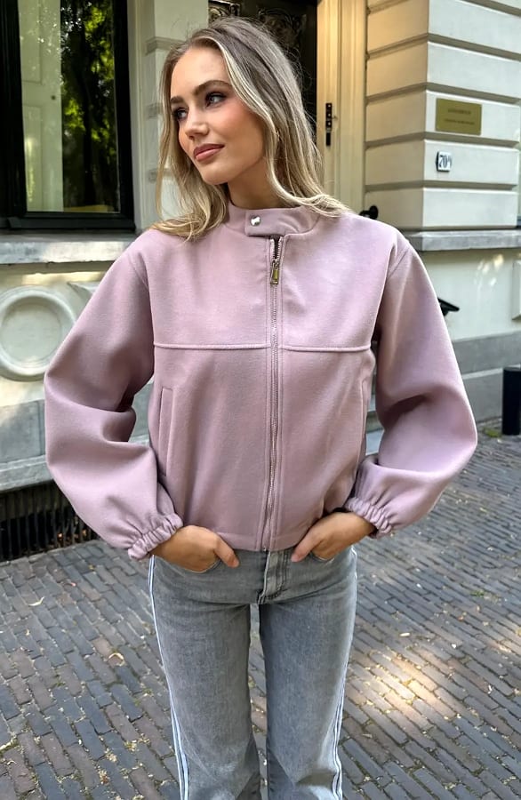 Lined Bomber Jacket Dust Pink