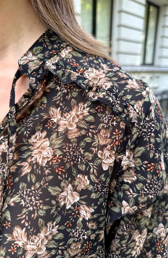 Luxury Flower V-Neck Blouse Army – kleding — foto 6