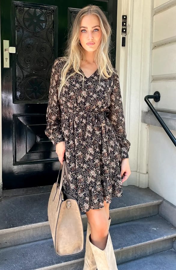 Luxury Flower V-Neck Dress Army – alle jurkjes — foto 7