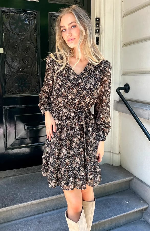 Luxury Flower V-Neck Dress Army – alle jurkjes — foto 3