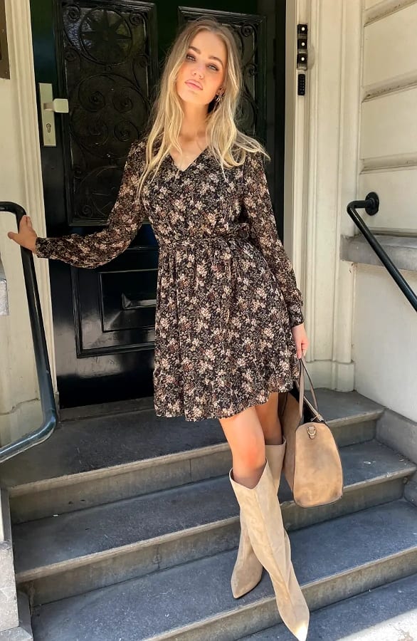 Luxury Flower V-Neck Dress Army – alle jurkjes — foto 6
