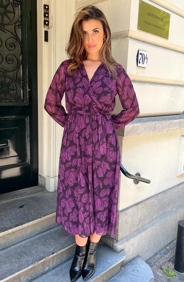 Maxi Dress Leaves Purple