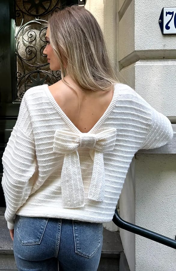 Limited Sweater Back Bow Beige – truien — foto 7