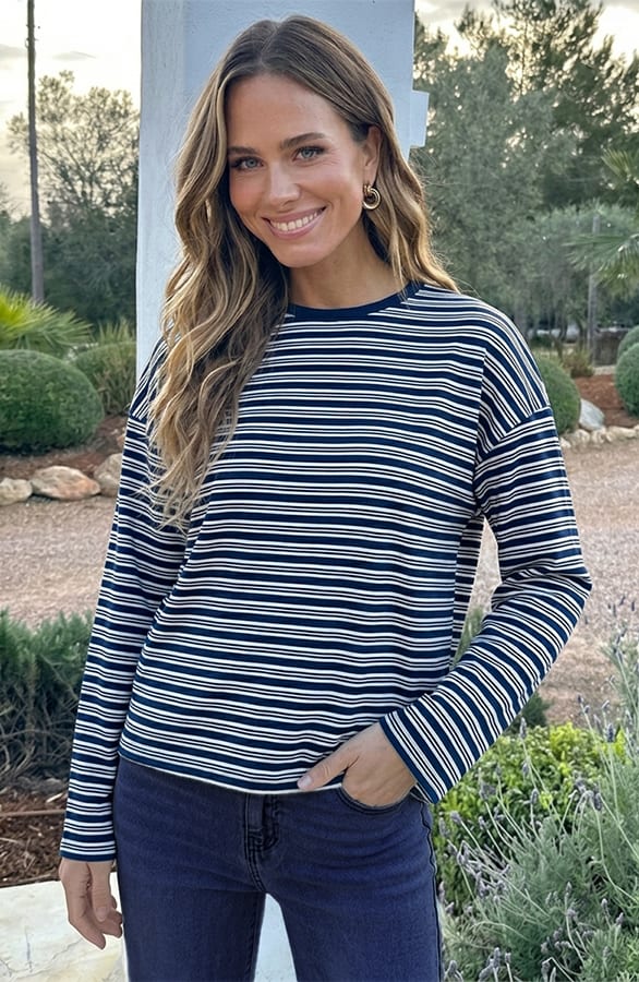 Oversized Gestreepte Katoenen Top Multi Navy – shirts & tops — foto 5