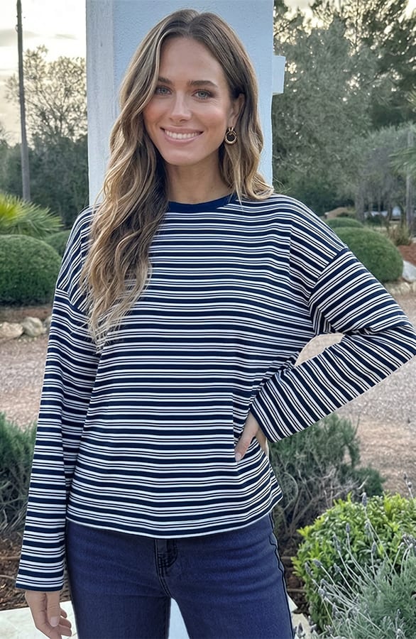 Oversized Gestreepte Katoenen Top Multi Navy – shirts & tops — foto 2