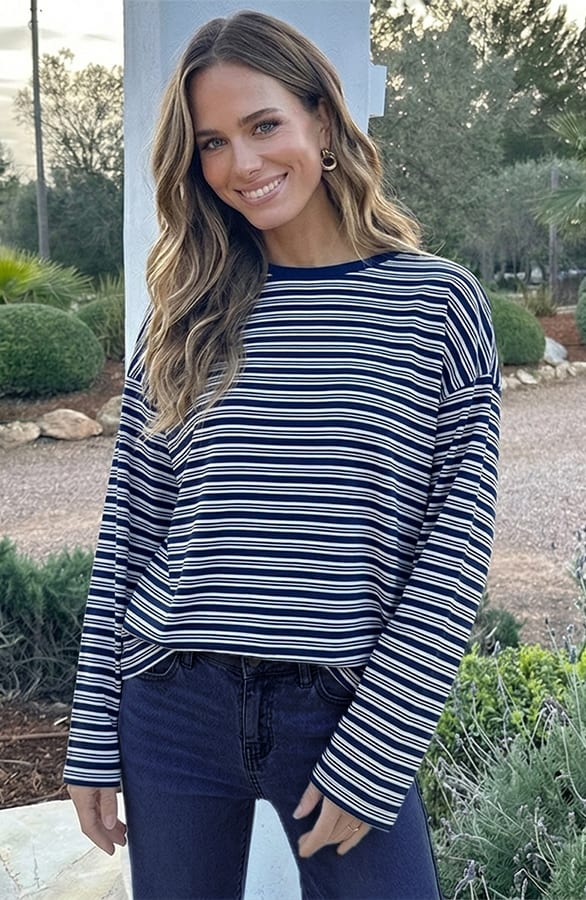 Oversized Gestreepte Katoenen Top Multi Navy – shirts & tops — foto 3