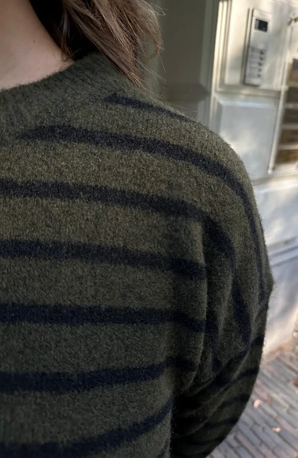 Oversized Gestreepte Sweater Army Zwart – truien — foto 7