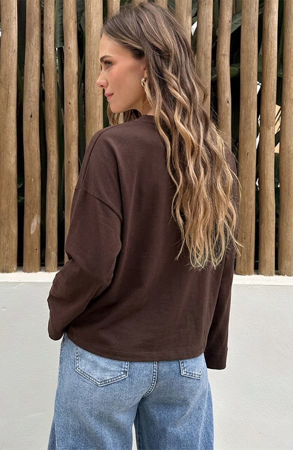 Oversized Katoen Shirt Choco – shirts & tops — foto 5