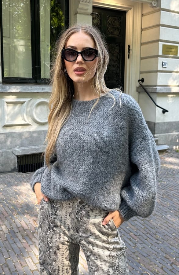 Oversized Knitted Trui Carli Grijs – truien — foto 3
