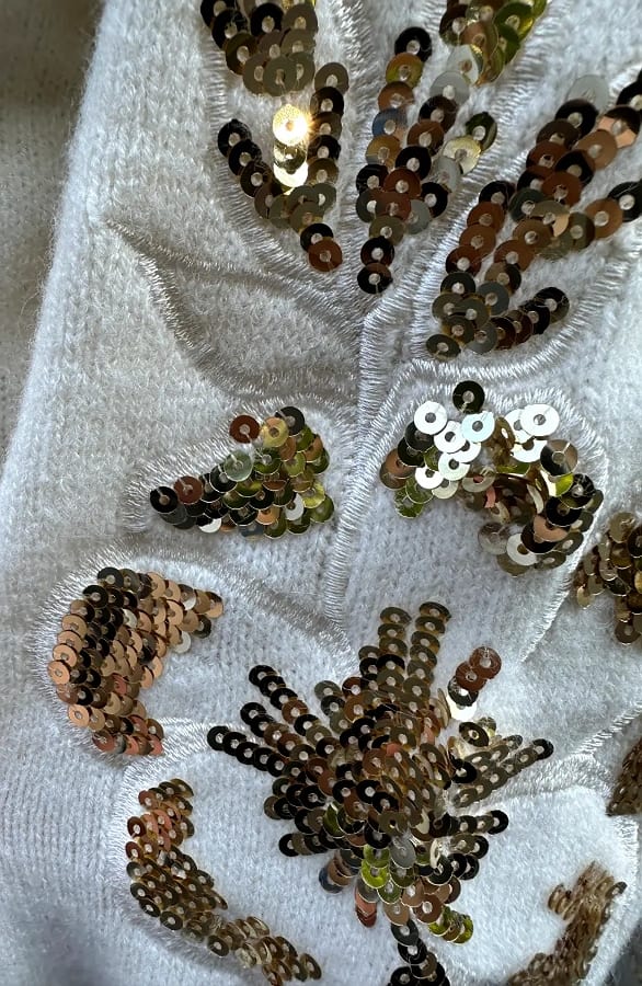 Oversized Pailletten Sweater Ecru Gold – truien — foto 6