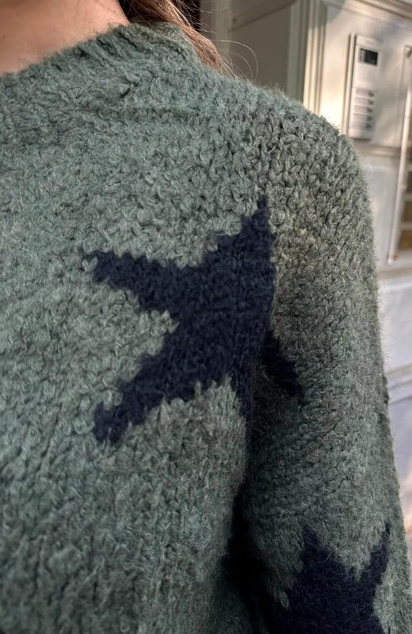 Oversized Sterren Sweater Army – truien, foto 6