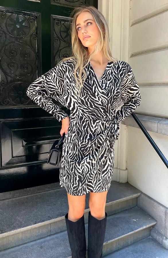 Overslag Jurk Zebraprint Beige – alle jurkjes — foto 2