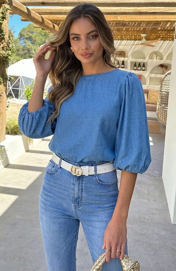 Pofmouw Denim Blouse Rosan