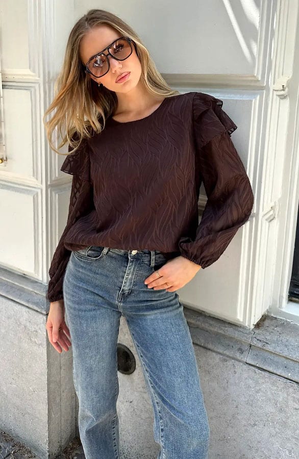 Premium Ruffle Blouse Choco – kleding — foto 6