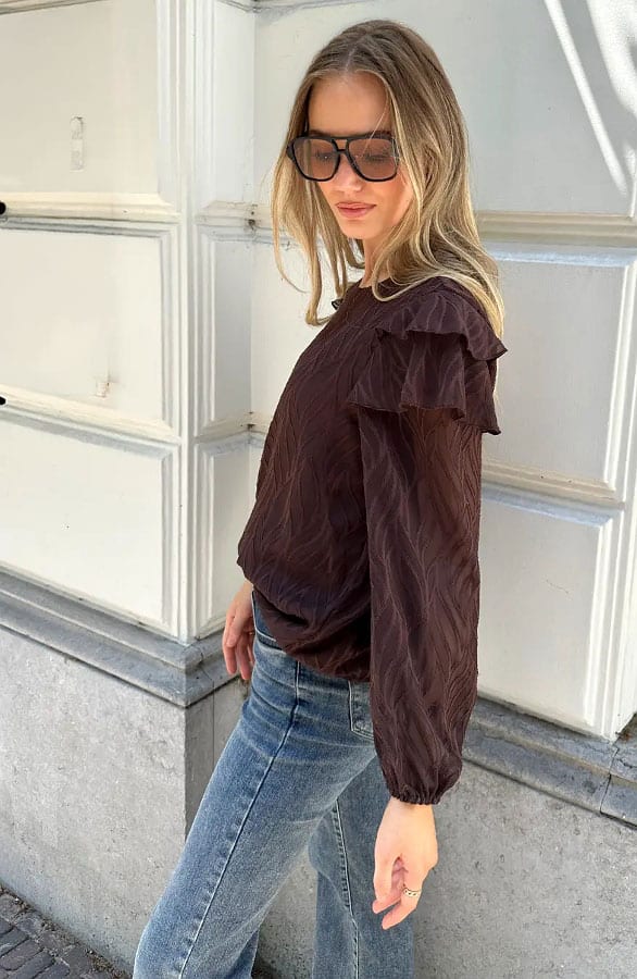 Premium Ruffle Blouse Choco – kleding — foto 4