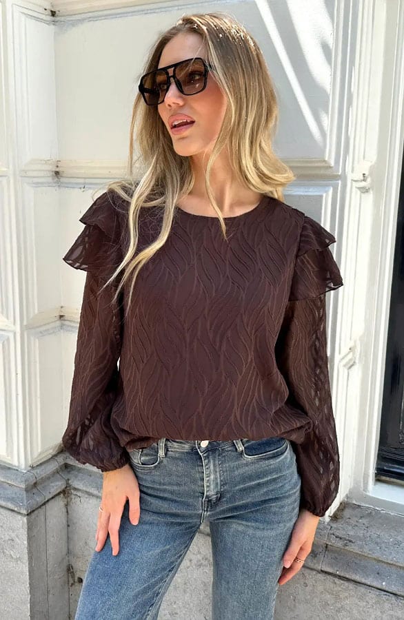 Premium Ruffle Blouse Choco – kleding — foto 3
