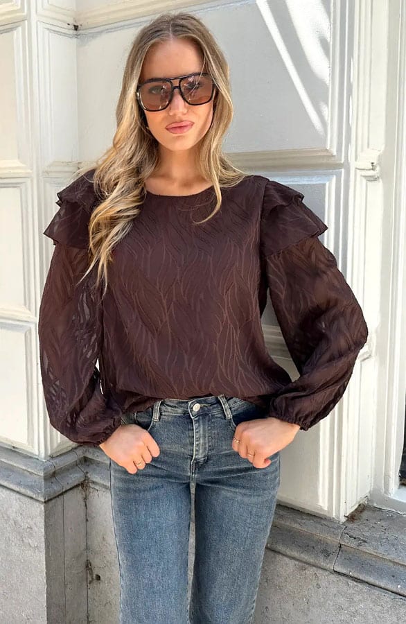 Premium Ruffle Blouse Choco – kleding — foto 2