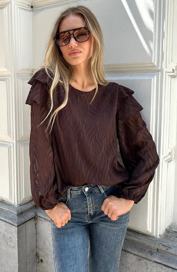Premium Ruffle Blouse Choco