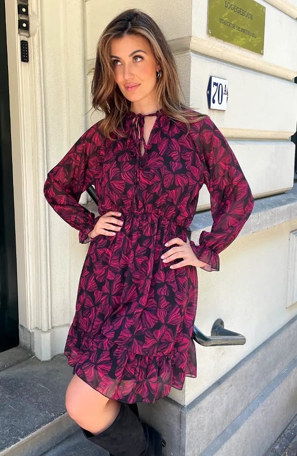 Printed Ruffle Jurk Red – alle jurkjes — foto 6