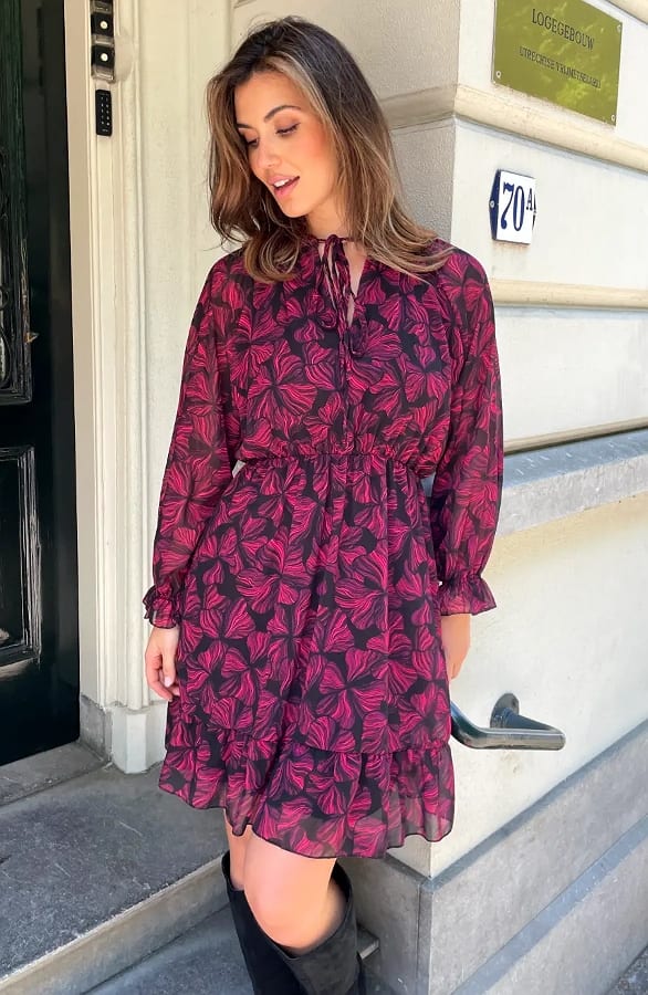 Printed Ruffle Jurk Red – alle jurkjes — foto 3