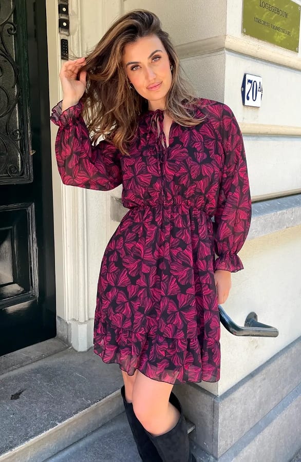 Printed Ruffle Jurk Red – alle jurkjes — foto 2