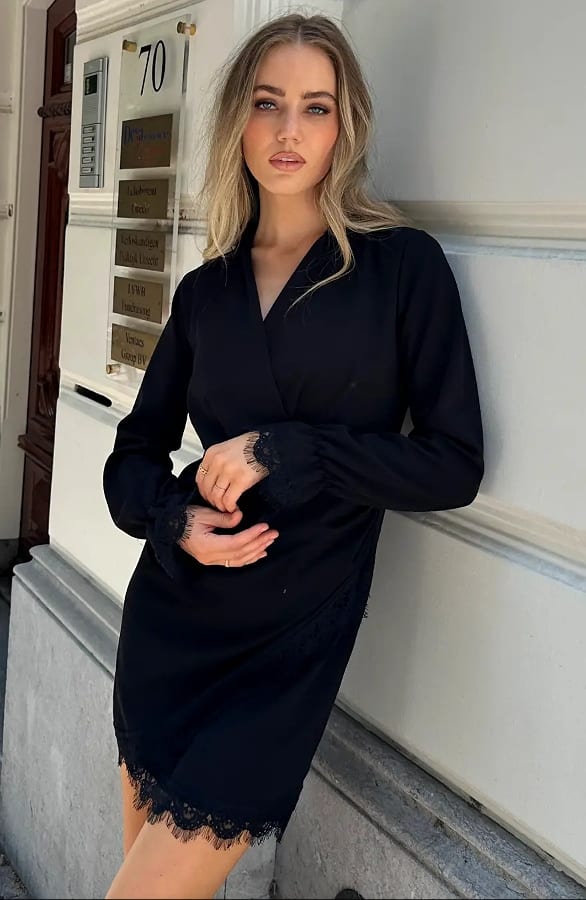 Scuba Wrap Dress Lace Black – alle jurkjes — foto 7
