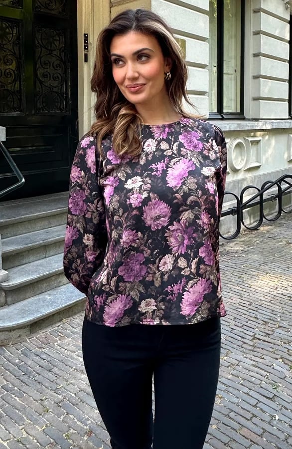 Silk Floral Longsleeve Top