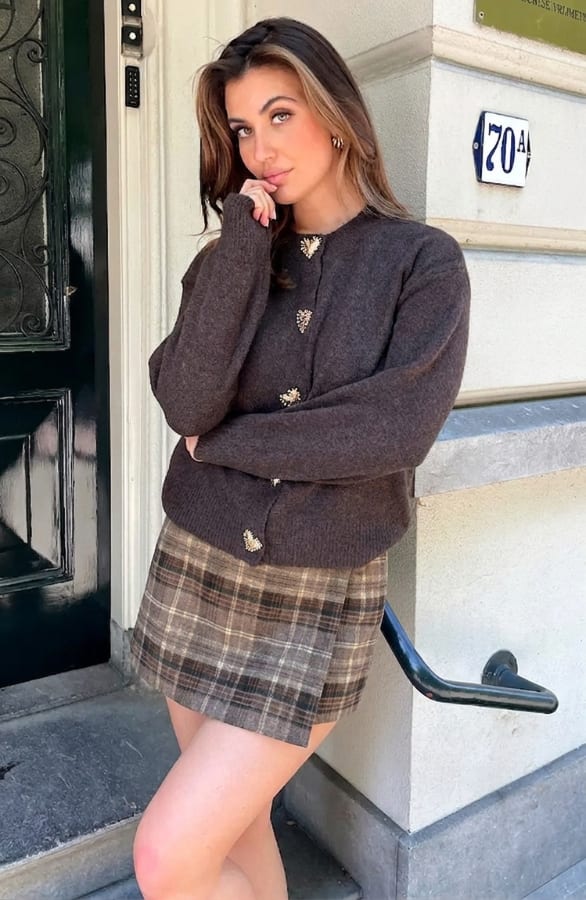Skort Ruit Print Bruin – skorts, foto 3