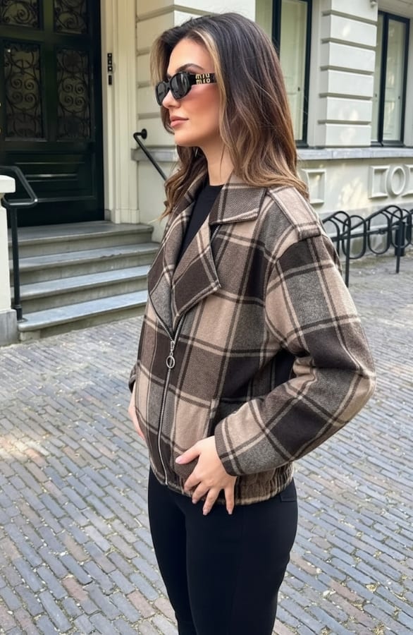 Soft Check Jacket Brown Beige – jassen — foto 3