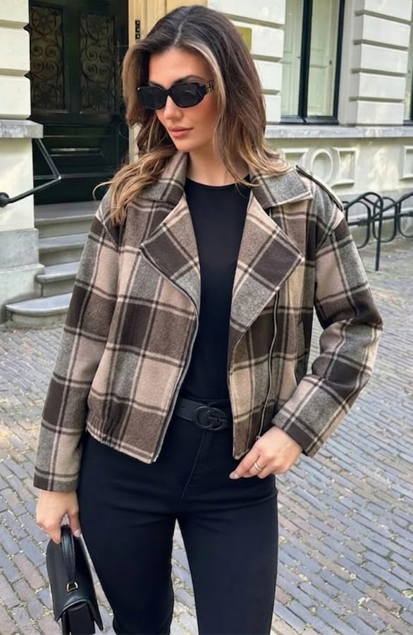 Soft Check Jacket Brown Beige – jassen — foto 2