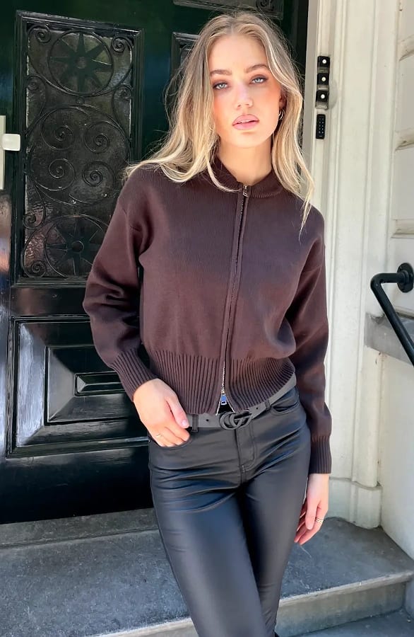 Soft Zip Cardigan Choco