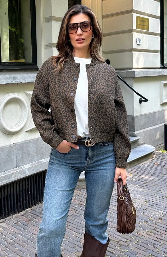Spijker Bomber Jacket Leopard Bruin – jassen, foto 3