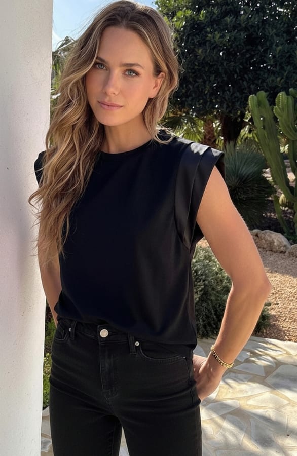 Statement Shoulder Top Black – shirts & tops