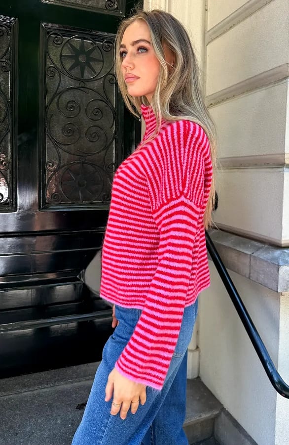 Stepen Vest Met Rits Fuchsia Rood – sweaters — foto 3