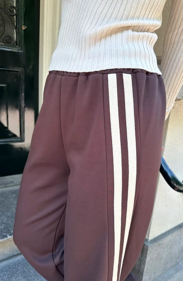Strepen Wide Leg Broek Choco – broeken, foto 3